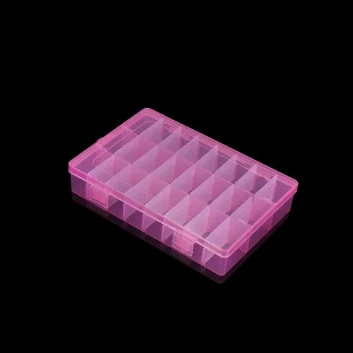 Cajas de almacenamiento ajustables de plástico para joyas, 24 rejillas, caja de almacenamiento, cuentas de exhibición de joyas, aretes organizador