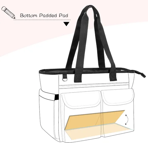 Miniatura 4 de LoDrid Bolsa para profesores con almohadilla inferior, capa de almacenamiento separada para laptop (hasta 15.6 pulgadas), bolsas para profesores