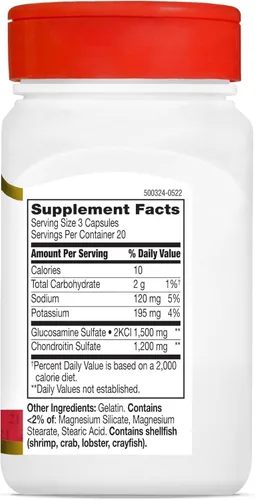 Miniatura 2 de 21st Century Glucosamina Condroitina 500/400mg - Doble Fuerza, cp 60 Recuento