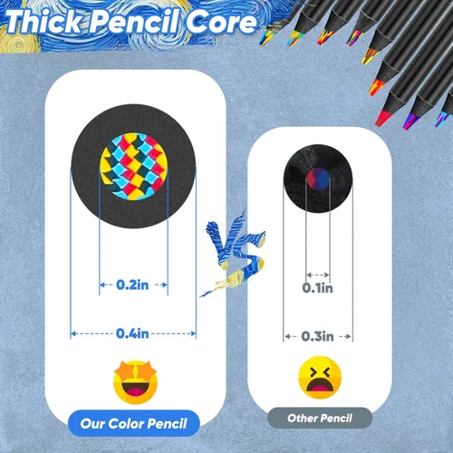 Miniatura 4 de 12 lápices de color arcoíris tamaño jumbo, suministros de arte para dibujar, hacer bocetos y colorear, regalos divertidos de Navidad para niños