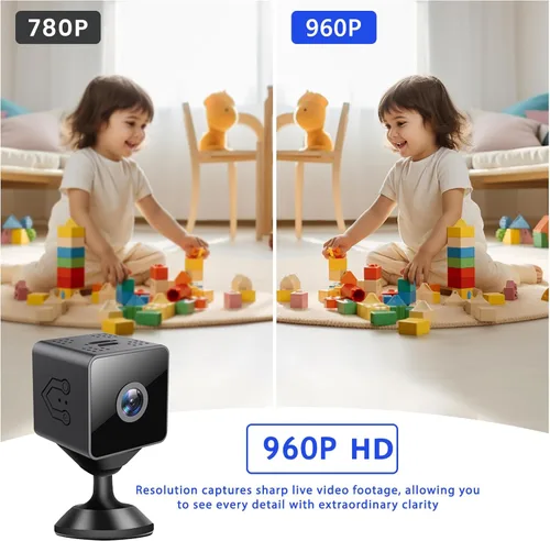 Miniatura 6 de Mini cámara de seguridad inalámbrica 2026 1080P HD pequeña magnética para el hogar WiFi micro cámara niñera con detección de movimiento, 3-Negro