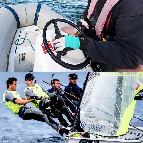 Miniatura 5 de FitsT4 Sports Guantes de vela de 3/4 dedos y agarre, ideales para vela, yate, remo, kayak, pesca, deportes acuáticos para hombres y mujeres