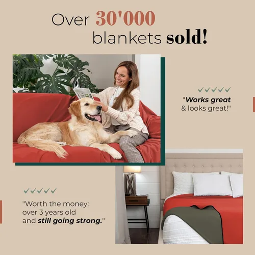 Miniatura 4 de Callarome Manta impermeable para mascotas de 80 x 90 pulgadas, diseño silencioso sin arrugas con forro polar suave para protección de la cama, manta