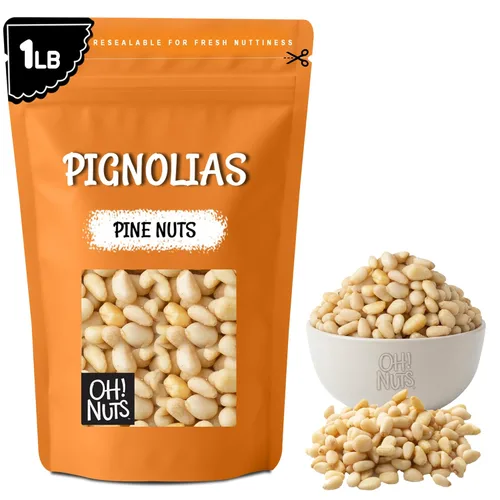 Miniatura 10 de Oh! Nuts Pinos nueces (Pignolias) Bolsa de 0.5 libras (8 onzas) de piñones frescos a granel para hornear, aperitivos, ensaladas y pesto Nueces
