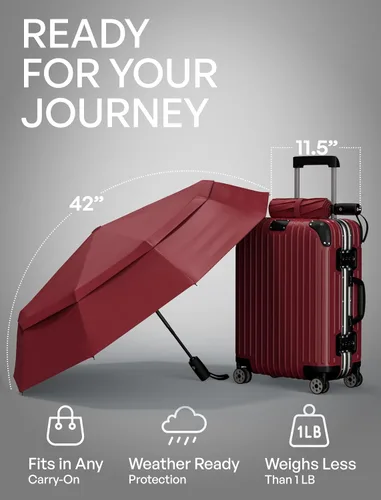 Miniatura 48 de REPEL Windproof Travel Umbrella - Compact & Withstands Winds up to 85MPH , Strongest Premium Auto Folding Umbrella for Rain and Sun - Durable, Light