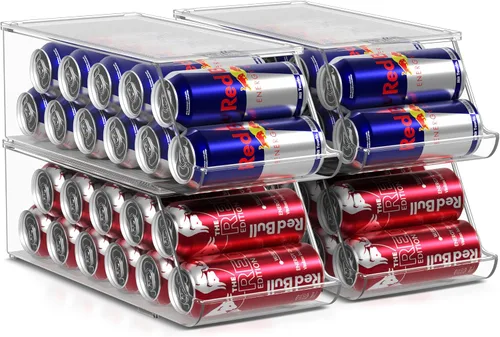 Miniatura 12 de Sorbus Organizador de botellas de agua para refrigerador con tapa, capacidad para 9 botellas, organizador apilable de bebidas para refrigerador