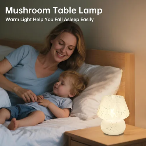 Miniatura 4 de Dawnwake Lámpara de mesa con forma de hongo para dormitorio, pequeña lámpara de noche de escritorio para sala de estar, decoración de hongos, lindas