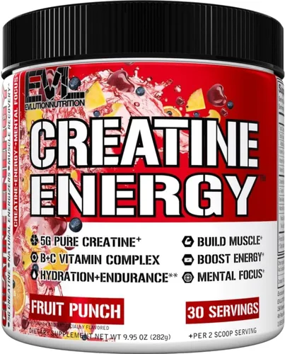 Evlution Nutrition Creatine Energy - Apoya el crecimiento muscular, aumenta la energía, la resistencia y la cognición - 0.18 oz de monohidrato de