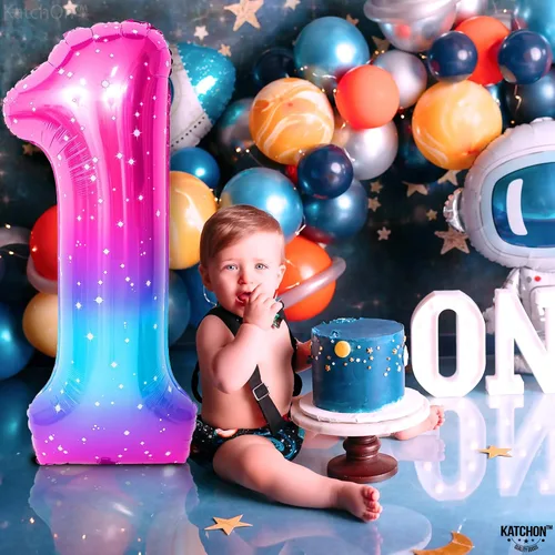 Miniatura 1416 de KatchOn, Globo grande azul número 2 de 40 pulgadas Decoraciones de cumpleaños de Baby Shark para niño de 2 años Globo azul número 2 Globo