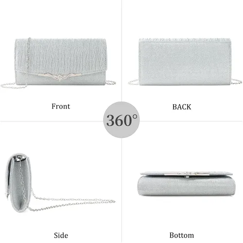 Miniatura 6 de Bolso de noche para mujer, bolso de mano con purpurina para boda, bolso cruzado para fiesta de graduación, cóctel