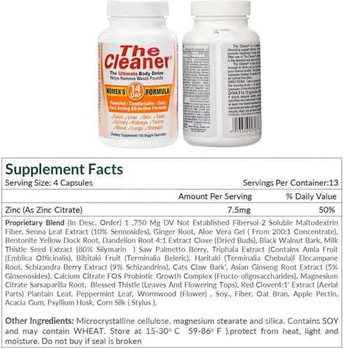 Miniatura 8 de Century Systems The Cleaner Detox, potente fórmula de limpieza interna completa de 14 días para mujeres, apoya la salud digestiva, 104 cápsulas