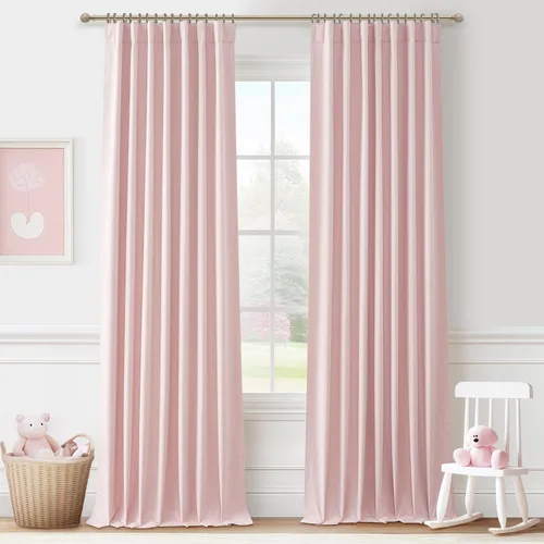 Miniatura 22 de Cortinas opacas extraanchas, 2 paneles para puertas corredizas de vidrio, moderna mezcla de lino plisado pesado, piso a techo, ventanas grandes, 70
