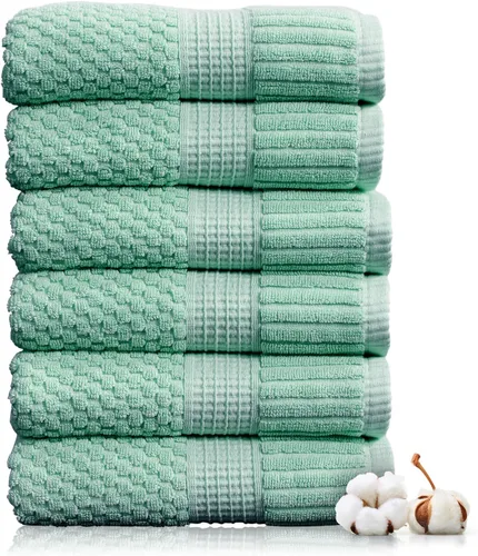 Miniatura 74 de NY Loft Juego de 4 toallas de baño 100% algodón, supersuaves y absorbentes, de secado rápido, 30 x 52 pulgadas, algodón texturizado y duradero