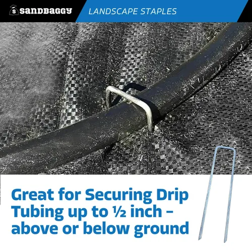 Miniatura 6 de Sandbaggy Grapas de césped para paisaje de 6 pulgadas (acero calibre 8) Ideal para suelos duros y rocosos 40% más grueso que el calibre 11