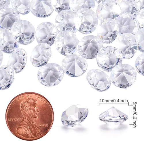 Miniatura 2 de Diamantes acrílicos, 1000 piedras preciosas de cristal transparente de 0.394 pulgadas para decoración de bodas, fiestas, cumpleaños, despedidas