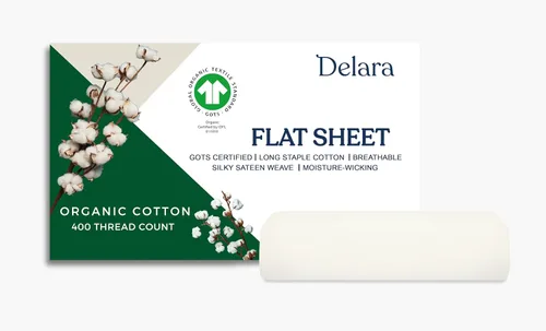 Miniatura 8 de GOTS Certified 100% Organic Cotton Flat Sheet, 400TC Long Staple Cotton, Ultra Soft, Silky, Moisture-Wicking, Smooth & Breathable, Best Sheets for