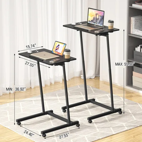 Miniatura 3 de Eocnrhe Escritorio de caminadora, escritorio móvil de pie pequeño con ruedas para almohadilla para caminar, mesa portátil para laptop, mesa rodante