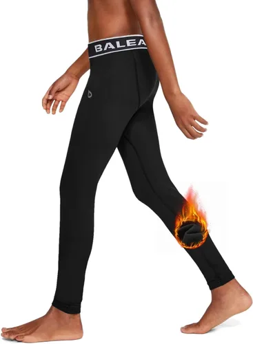 BALEAF Leggings de compresión de forro polar para niños, pantalones juveniles, mallas de fútbol, baloncesto, béisbol, deportes, equipo de clima frío