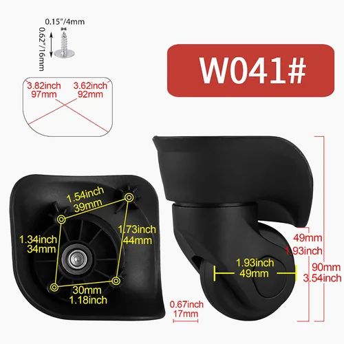 Miniatura 7 de 1 par de ruedas de repuesto para equipaje 360 ruedas giratorias para maleta, color negro (W041-2)