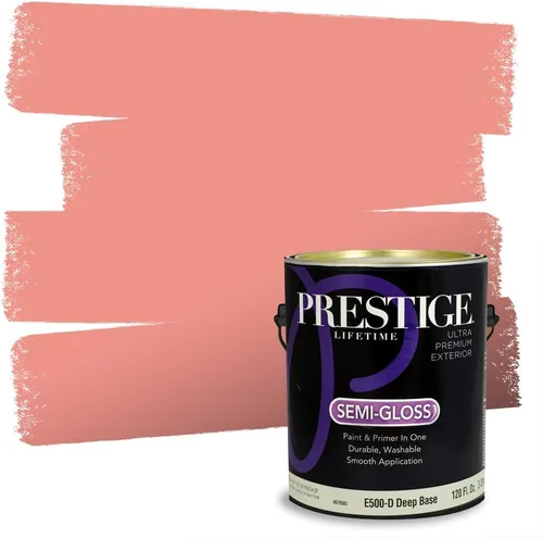 Miniatura 152 de Prestige Paints E100-T-SW6591 Pintura exterior e imprimación en uno, 1 galón, plano, combinación comparable de Sherwin Williams Amaryllis, 1 galón