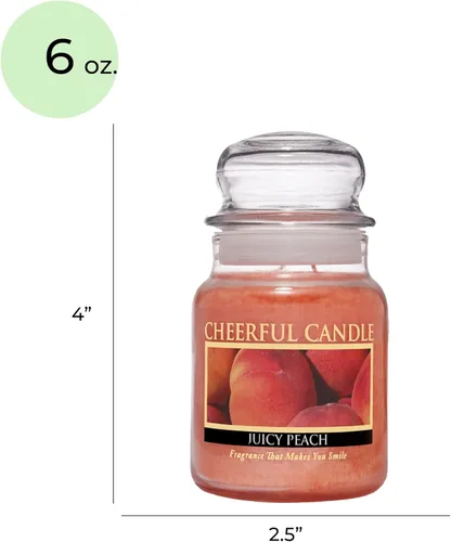 Miniatura 6 de A Cheerful Giver - Vela en tarro de vidrio perfumada Juicy Peach (6 onzas) con tapa y fragancia fiel a la vida, fabricada en Estados Unidos