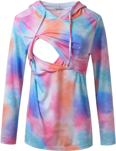 Miniatura 125 de GINKANA Sudadera con capucha para mujer, manga larga, lactancia materna, ropa casual