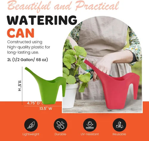 Miniatura 3 de Mintra - Regadera para plantas de 1/2 galón, jarra de agua de plástico de boquilla larga para uso en interiores y exteriores, duradera y ligera