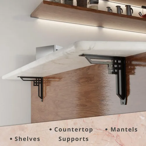 Miniatura 79 de Starby Charleston Soportes de acero resistente para repisa de chimenea, estante flotante, soporte de encimera, soldado a mano (paquete de 2)