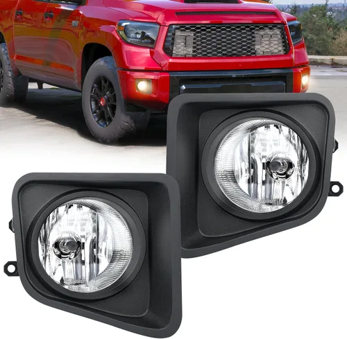Nilight Conjunto de luces antiniebla compatible con Toyota Tundra 2014, 2015, 2016, 2017, 2018, 2019, 2020 y 2021, lente transparente de repuesto