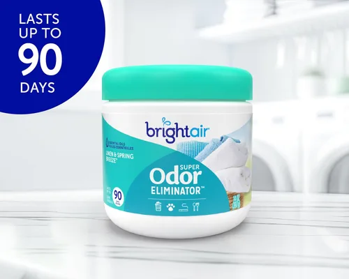 Miniatura 4 de Bright Air Súper eliminador de olores de 14 oz., para espacios de tamaño mediano, aroma a lino y brisa primaveral, caja de 6, ambientador, aceites