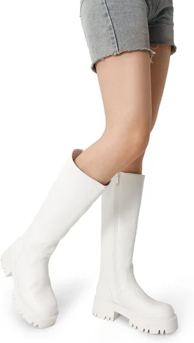 Miniatura 4 de DREAM PAIRS Botas altas hasta la rodilla, cómodas botas de plataforma gruesa con punta redonda y cremallera lateral para mujer