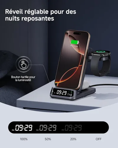 Miniatura 4 de Cargador inalámbrico para iPhone 17/16/15/14/13/12, estación de carga 3 en 1 para Apple Watch 11/10/9/8/7/6, Ultra 3/2, para AirPods Pro 3/Pro