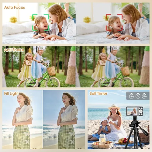 Miniatura 8 de Cámara digital 4K para adolescentes, cámara digital FHD de 64 MP para niños con tarjeta SD de 64 GB, cámaras de zoom digital 18X para fotografía