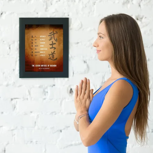Miniatura 5 de Seven Virtues Of Bushido - Arte de pared con citas inspiradoras, decoraciones de pared motivacionales, impresión de pergamino envejecido perfecta