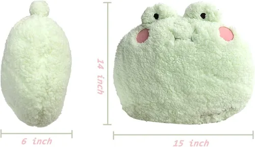 Miniatura 2 de Almohada de felpa de rana, adorable animal de peluche de rana (15 * 14 pulgadas), decoración de cojín para el hogar, almohada para abrazar de felpa