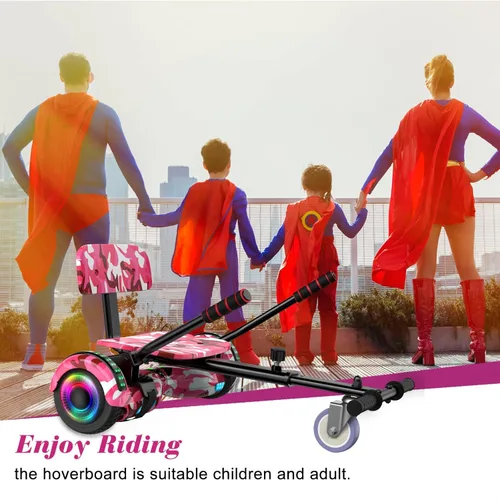 Miniatura 2 de FLYING-ANT Hoverboard de 6.5" de dos ruedas con asiento de autoequilibrio, scooter eléctrico con ruedas de luz LED Flash A01-rosa