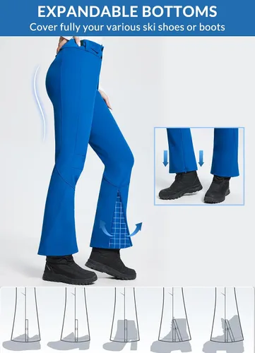 Miniatura 5 de BALEAF Women's Fleece Lined Snow Ski Pants Waterproof Windproof Softshell Insulated Slim Thermal Pants Zipper Bottom Leg