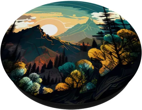Miniatura 2 de Mountain Wilderness - Árbol de puesta de sol, bosque terroso, floral, PopSockets MagSafe PopGrip para iPhone