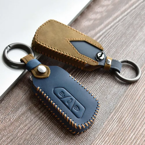 Miniatura 4 de Funda de cuero para llavero de automóvil con llavero para Volkswagen VW Golf 8 Mk8 Gti Gtd Seat Ateca Skoda funda para llave de coche con control