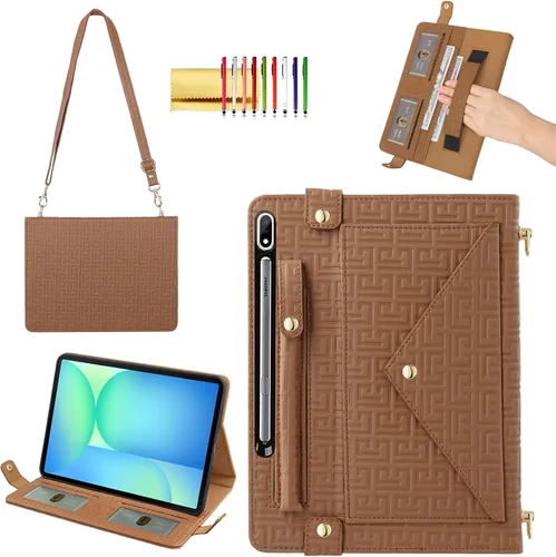 Miniatura 85 de Bolso Funda para Samsung Galaxy Tab S10 FE/S9 FE 10.9"/S9/S8/S7 11", Techcircle Folio con Soporte Cruzado, Billetera con Ranura para Lápiz S Pen