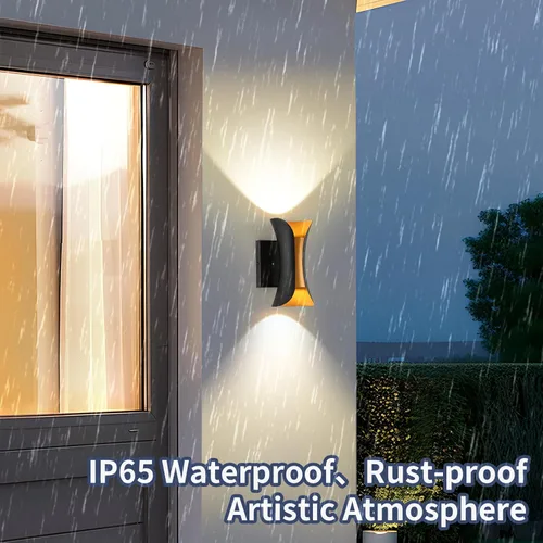 Miniatura 3 de ziidoo Aplique de pared moderno para interiores y exteriores, 7.9 pulgadas IP65 negro y dorado LED luminaria para patio, porche, puerta delantera