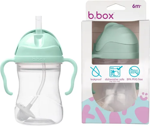 b.box Vaso para sorber con popote pesado. Bebe desde cualquier ángulo, a prueba de fugas, a prueba de derrames, fácil agarre. Sin BPA, apto para