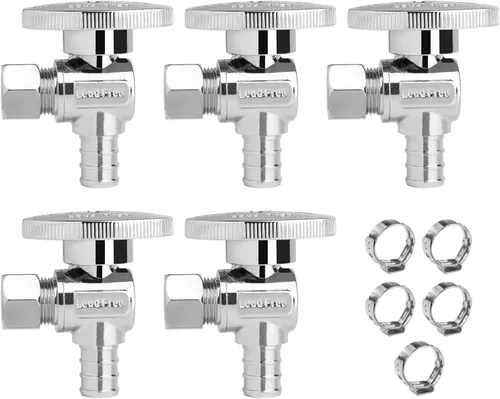 Miniatura 14 de Válvula de Parada Angular WiseWater 1/2" FNPT x 3/8" OD de Compresión, Válvula de Cierre de Inodoro de Cuarto de Vuelta de Latón Cromado para Baño