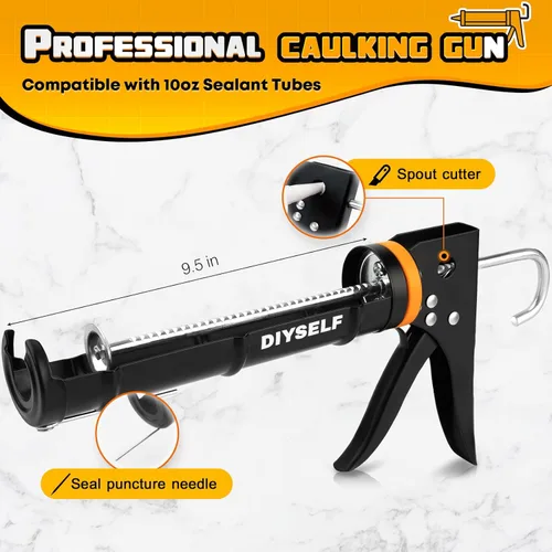 Miniatura 6 de Kit de Pistola de Calafateo DIYSELF, Kit de Herramientas de Calafateo Profesional - Herramienta de Acabado de Sellado de Silicona para Remoción