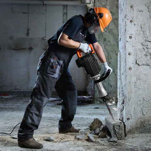 Miniatura 9 de VEVOR Martillo de demolición Jack Hammer, MAX 2200W Martillo eléctrico resistente, rompedor de concreto 1350 BPM 2 piezas de cinceles para astillas