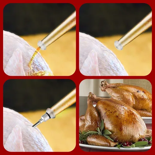 Miniatura 7 de JY COOKMENT Baster de pavo con cepillo para untar barbacoa, jeringa para hornear en casa y asar pavo, incluye bombilla de silicona desmontable