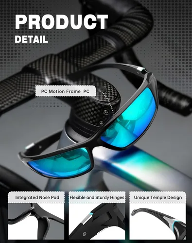 Miniatura 6 de KALIYADI 4 Pack Polarized Sunglasses-Men Sports Sun-glasses: Mens Sunglasses UV Protection for Fishing Driving Cycling A02-negro/azul hielo/rojo