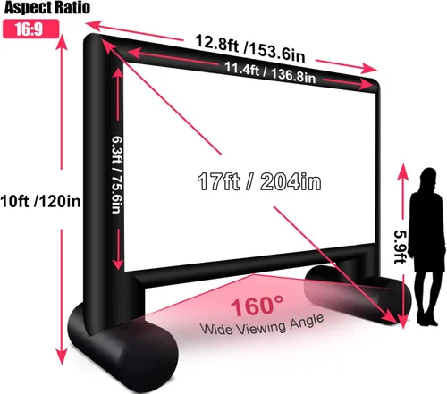 Miniatura 5 de XHYCPY - Pantalla inflable de 5,2 m para proyectar películas al aire libre; pantalla de proyector para exteriores; pantalla de proyección