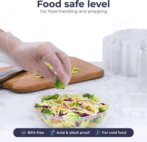Miniatura 3 de Fit Meal Prep 50 unidades 18 onzas Tazones desechables de plástico transparente para ensalada con tapas herméticas - Para llevar para almuerzo