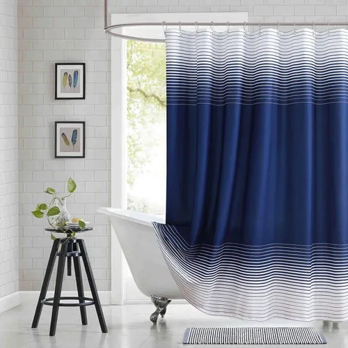 Miniatura 19 de Cortina de ducha gris, cortinas de ducha de tela de microfibra gris degradado para baño, cortinas de baño modernas impermeables, 72 pulgadas